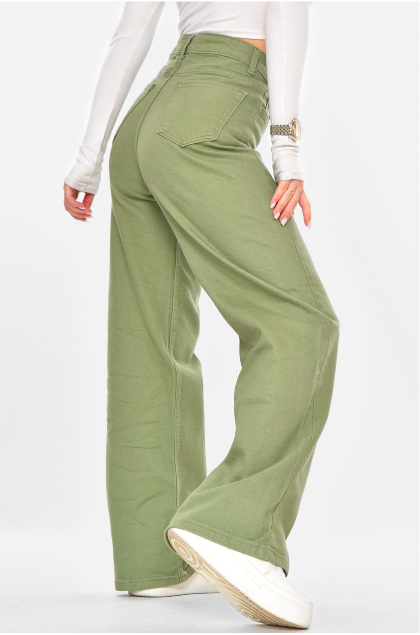 Джинсы женские однотонные зеленого цвета 1037 210717