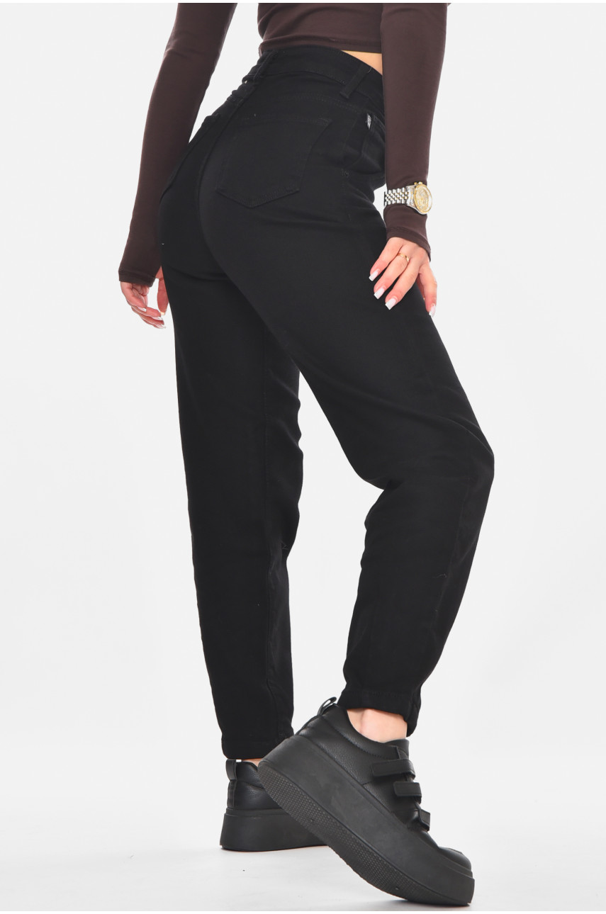 Джинси жіночі однотонні чорного кольору 001199 210723