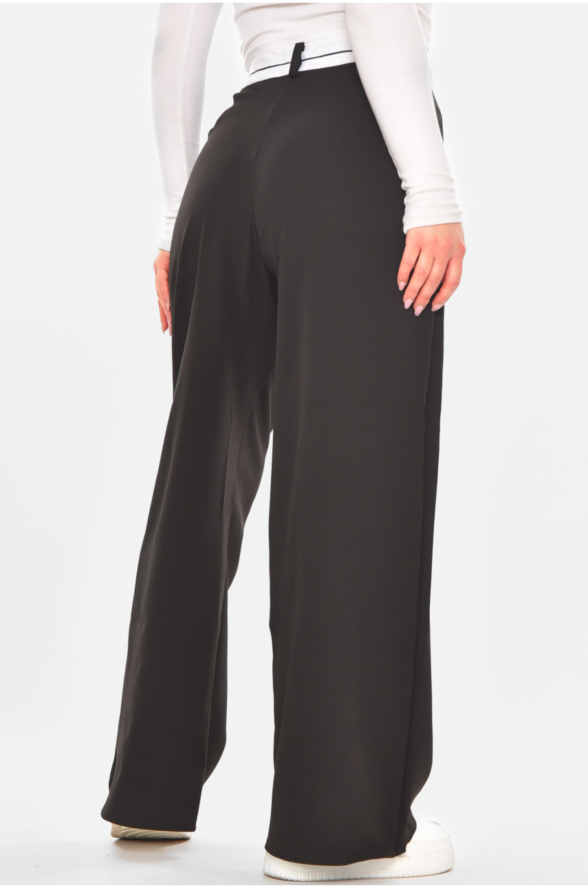 Брюки женские однотонные полубатальные черного цвета 3155 210733