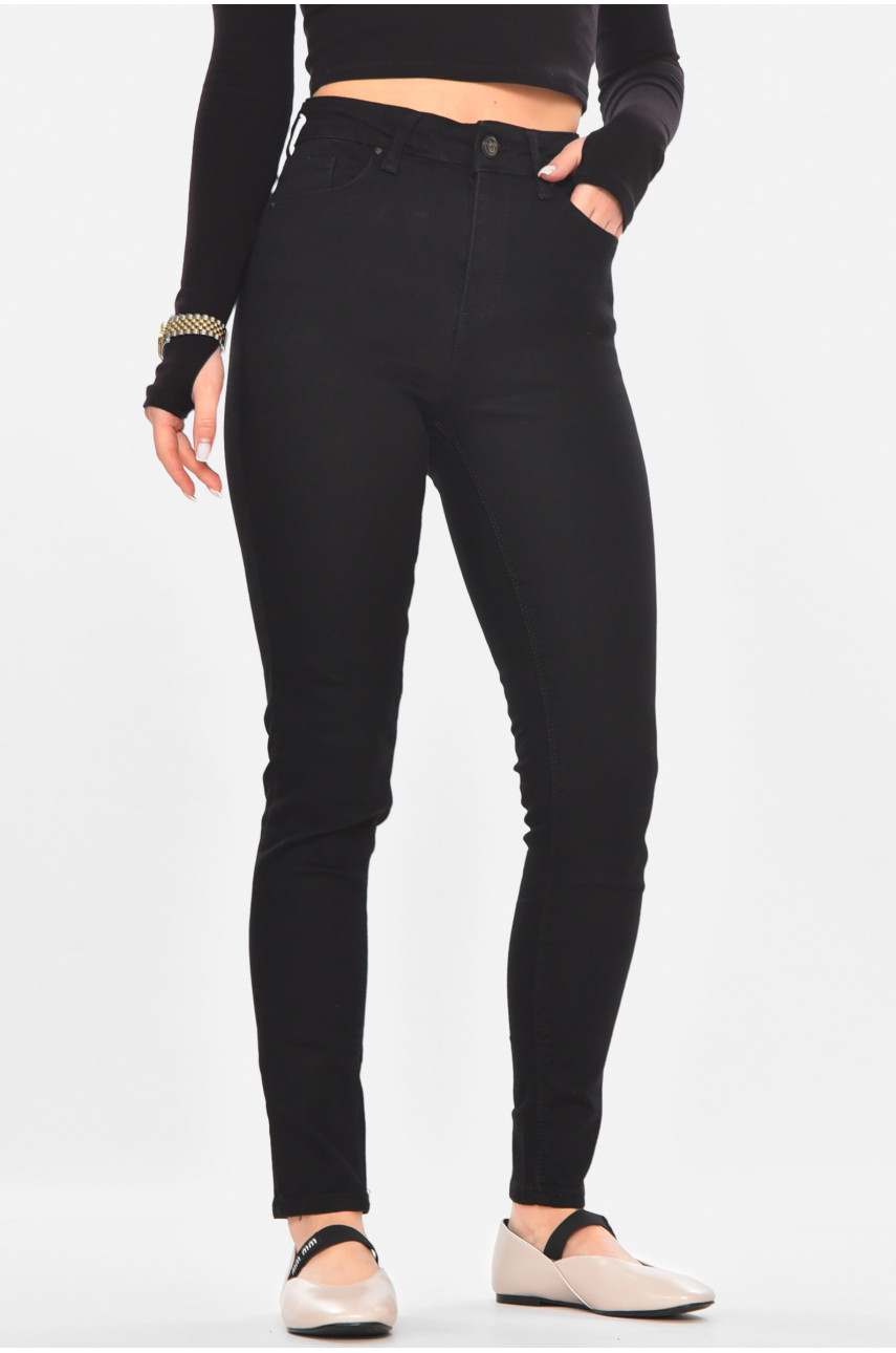 Джинсы женские однотонные черного цвета 2001 210736