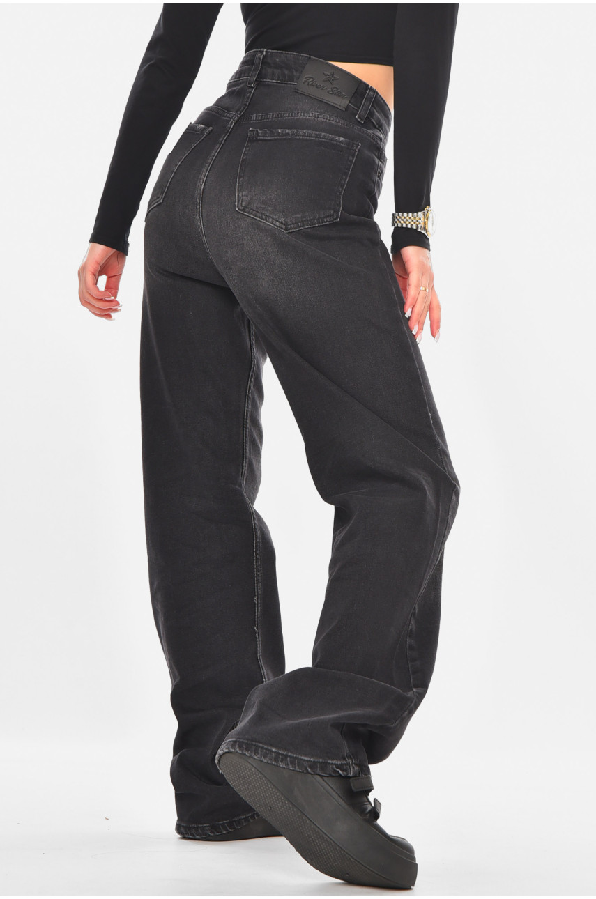 Джинсы женские однотонные черного цвета 3028 210737