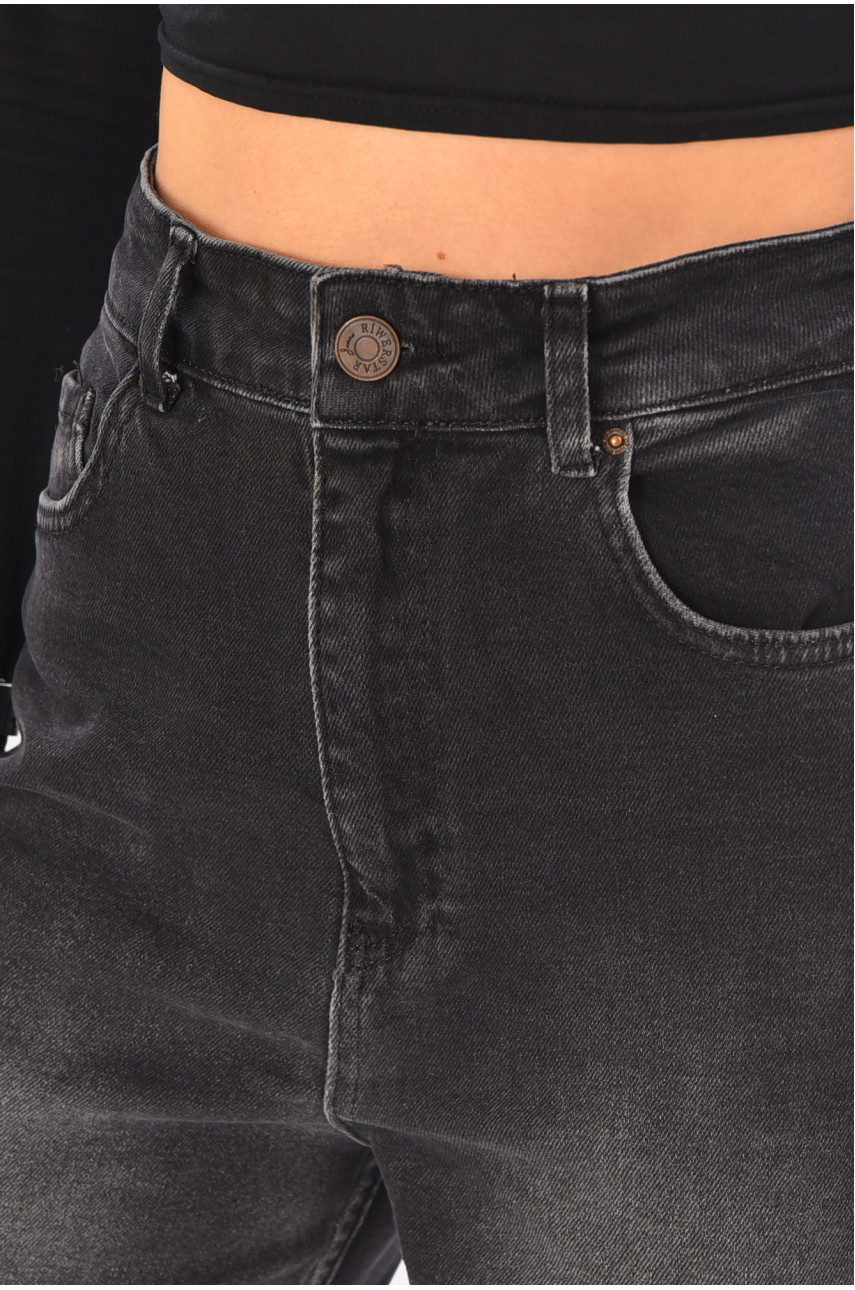 Джинсы женские однотонные черного цвета 3028 210737