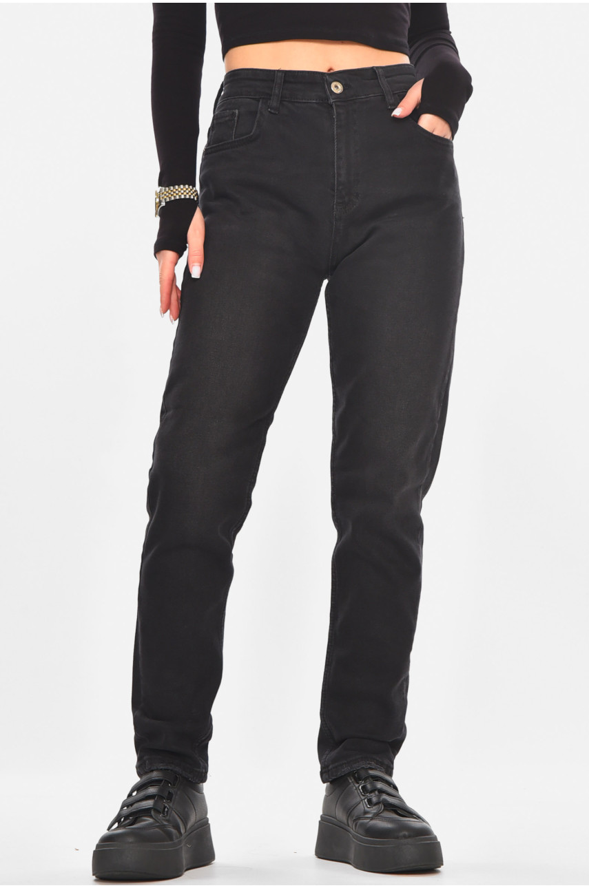 Джинсы женские однотонные черного цвета 1974-1 210739