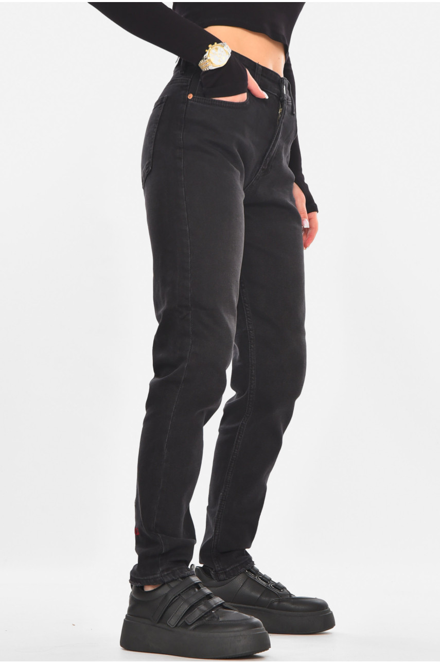Джинсы женские однотонные черного цвета 1974-1 210739