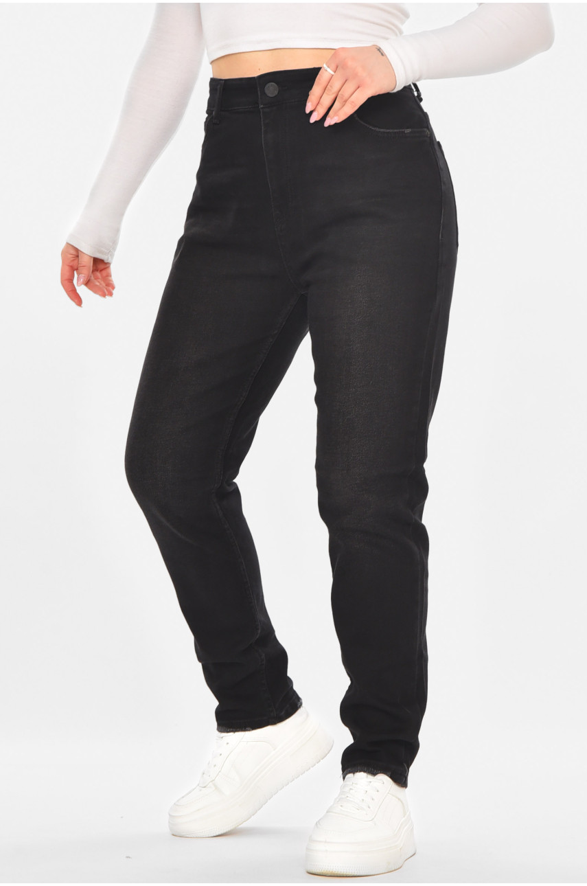 Джинсы женские однотонные черного цвета 3040 210740