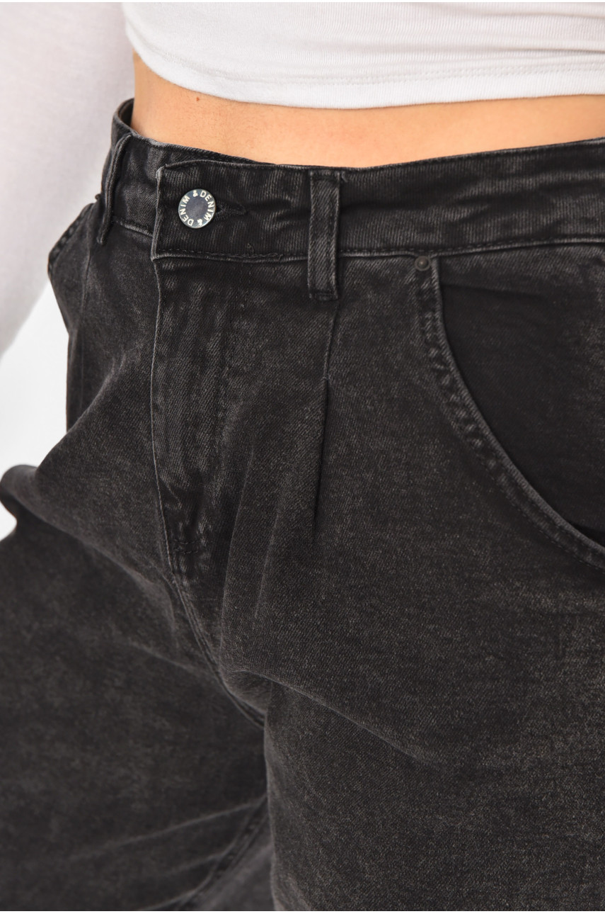 Джинсы женские однотонные черного цвета 076 210742