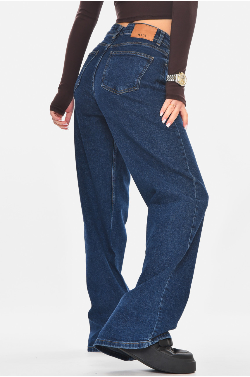 Джинси жіночі однотонні темно-синього кольору RW-500 210743