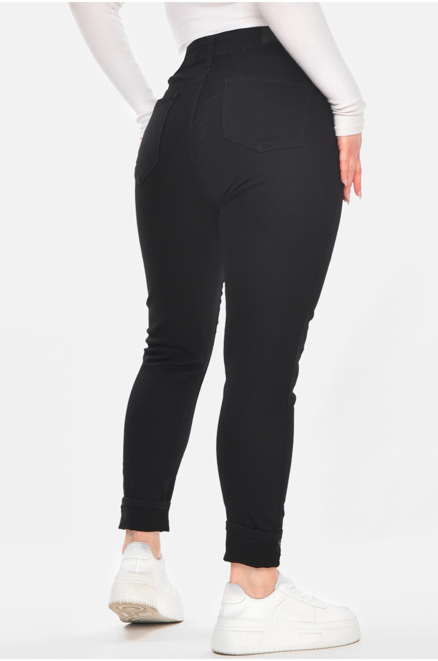 Джинси жіночі однотонні чорного кольору 2004 210744