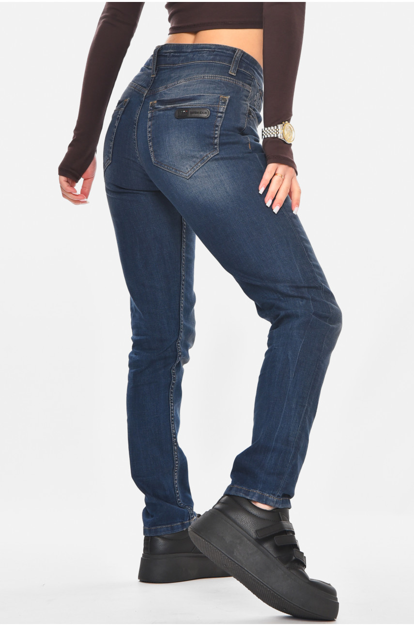 Джинси жіночі однотонні темно-синього кольору JJ-135 210747