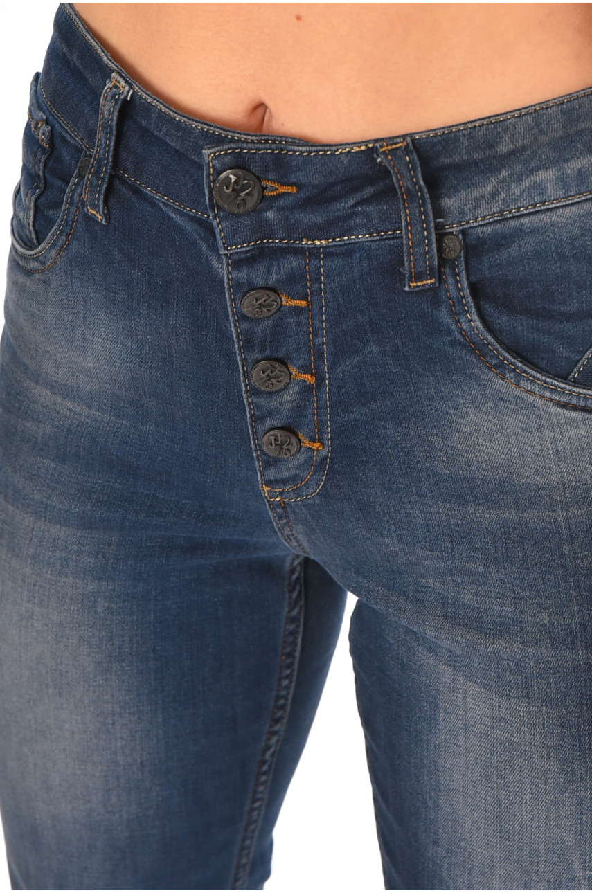 Джинси жіночі однотонні темно-синього кольору JJ-135 210747