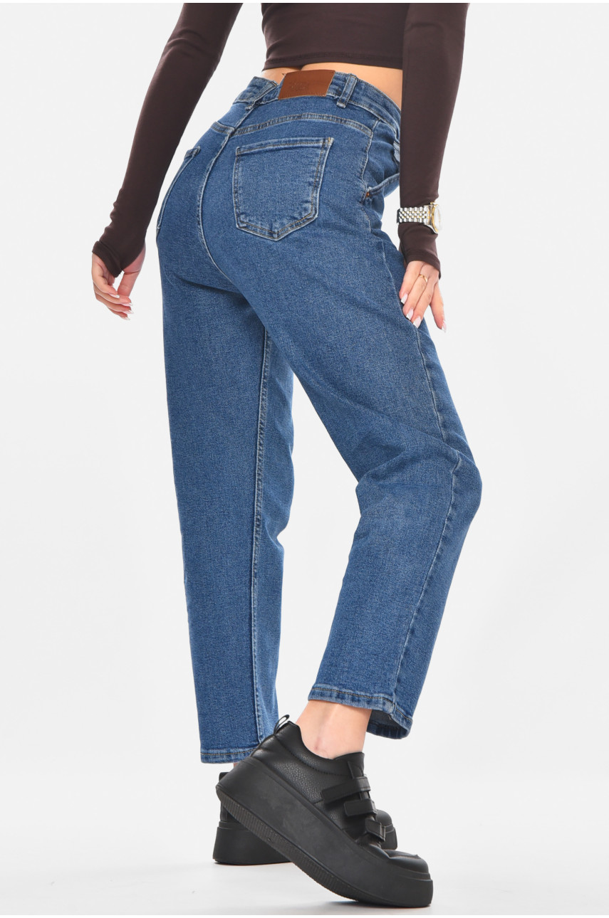 Джинси жіночі однотонні темно-синього кольору 906 210752