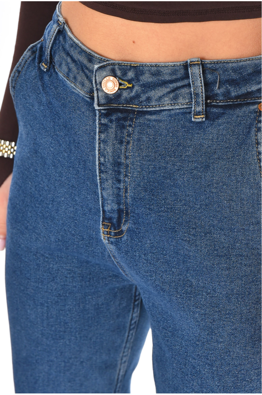 Джинси жіночі однотонні темно-синього кольору 906 210752
