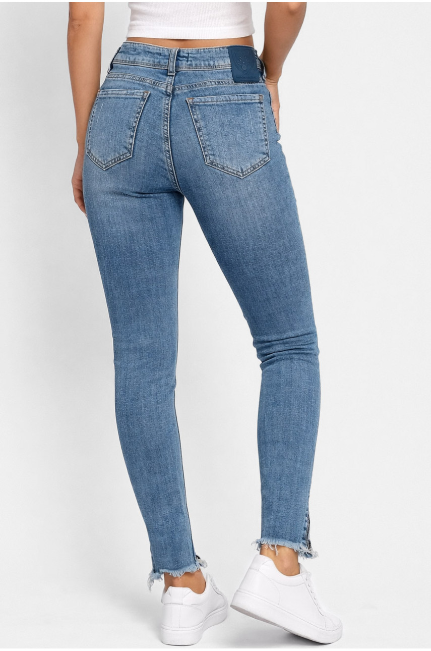 Джинси жіночі однотонні синього кольору 7733 210753
