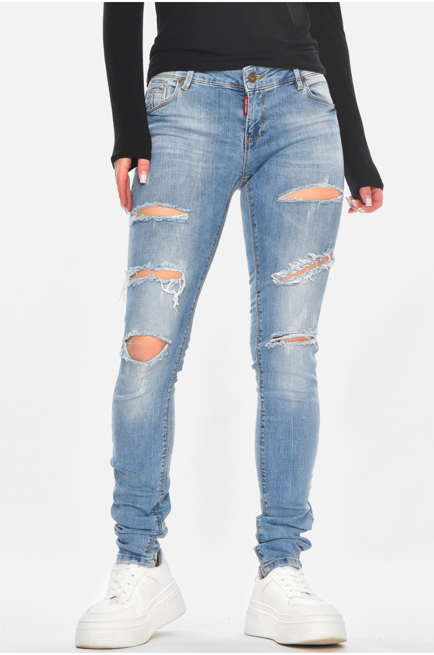 Джинсы женские однотонные синего цвета 7333 210756