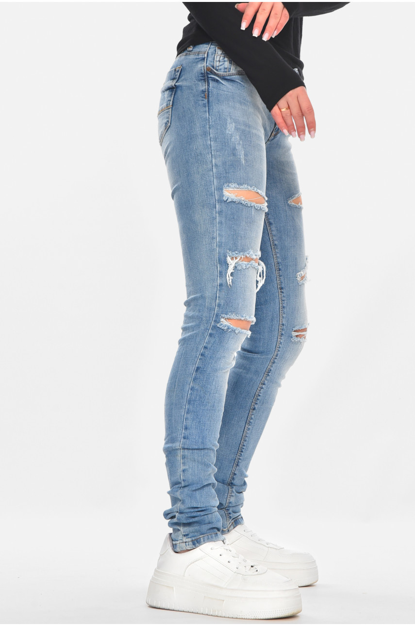 Джинсы женские однотонные синего цвета 7333 210756