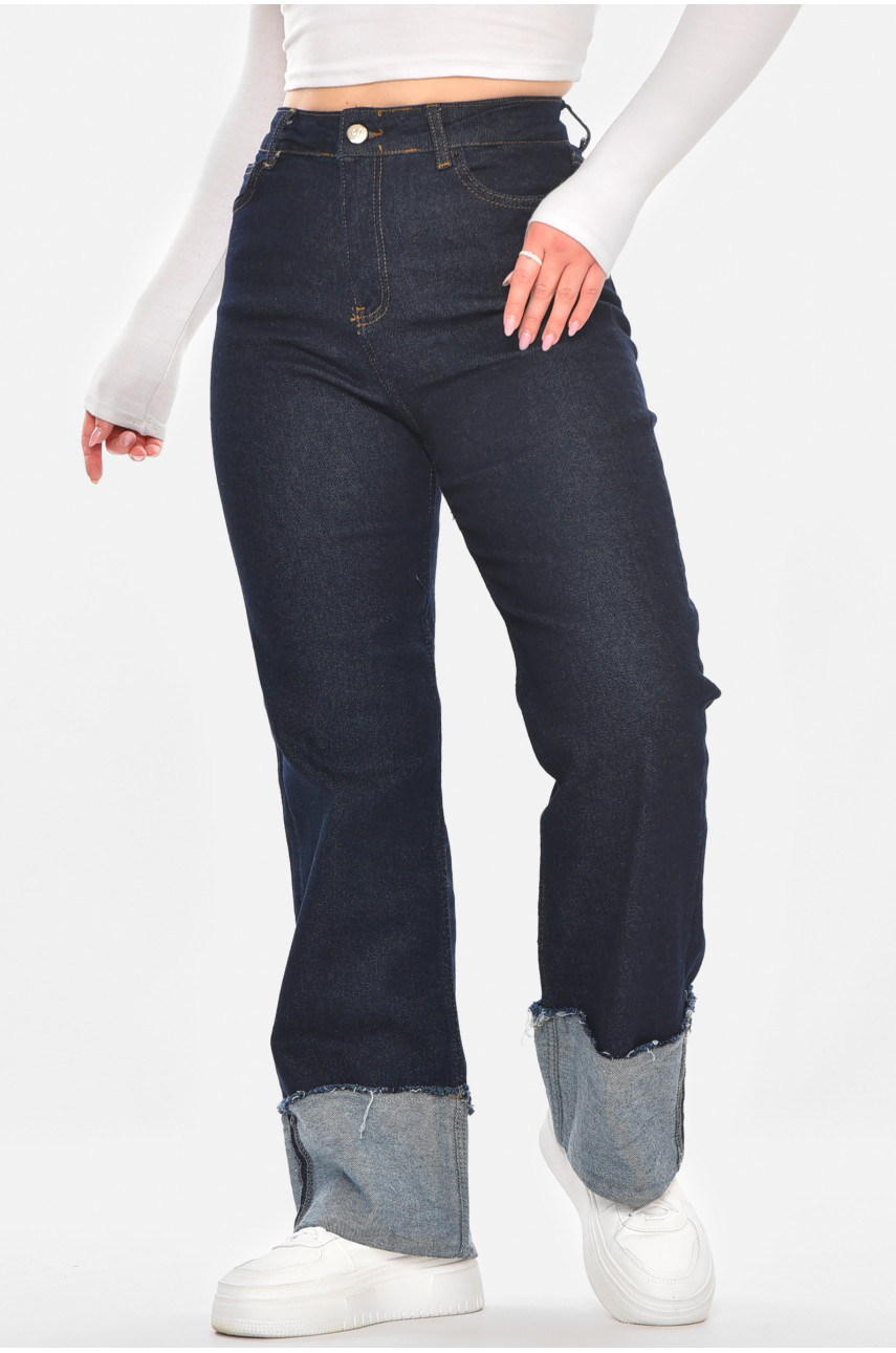 Джинсы женские однотонные тёмно-синего цвета 00434 210757