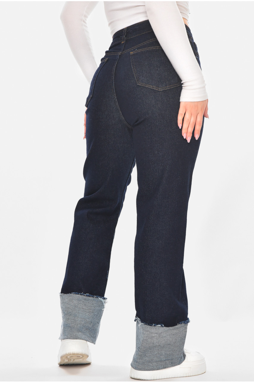 Джинсы женские однотонные тёмно-синего цвета 00434 210757