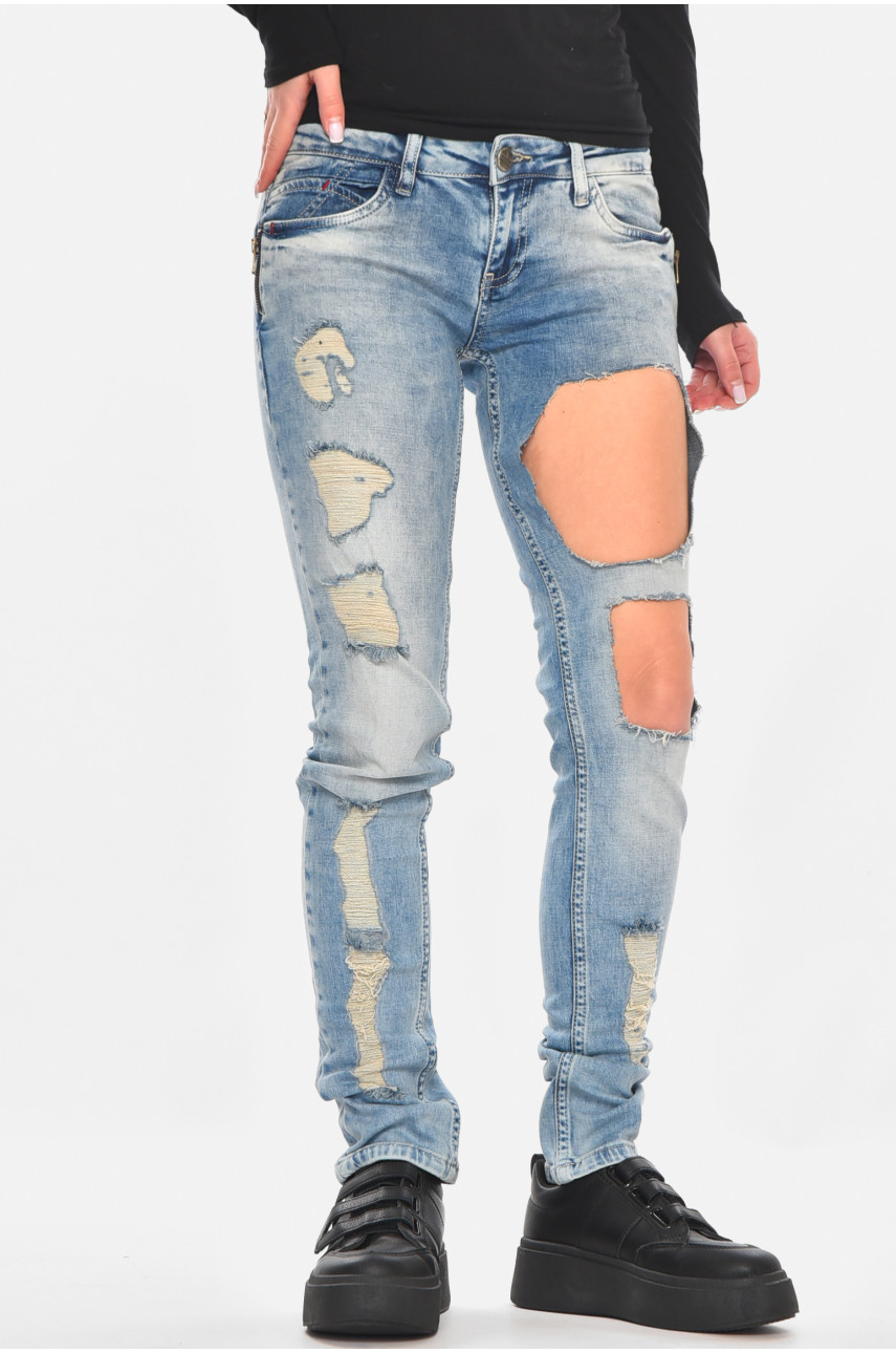 Джинсы женские однотонные голубого цвета 1295 210762