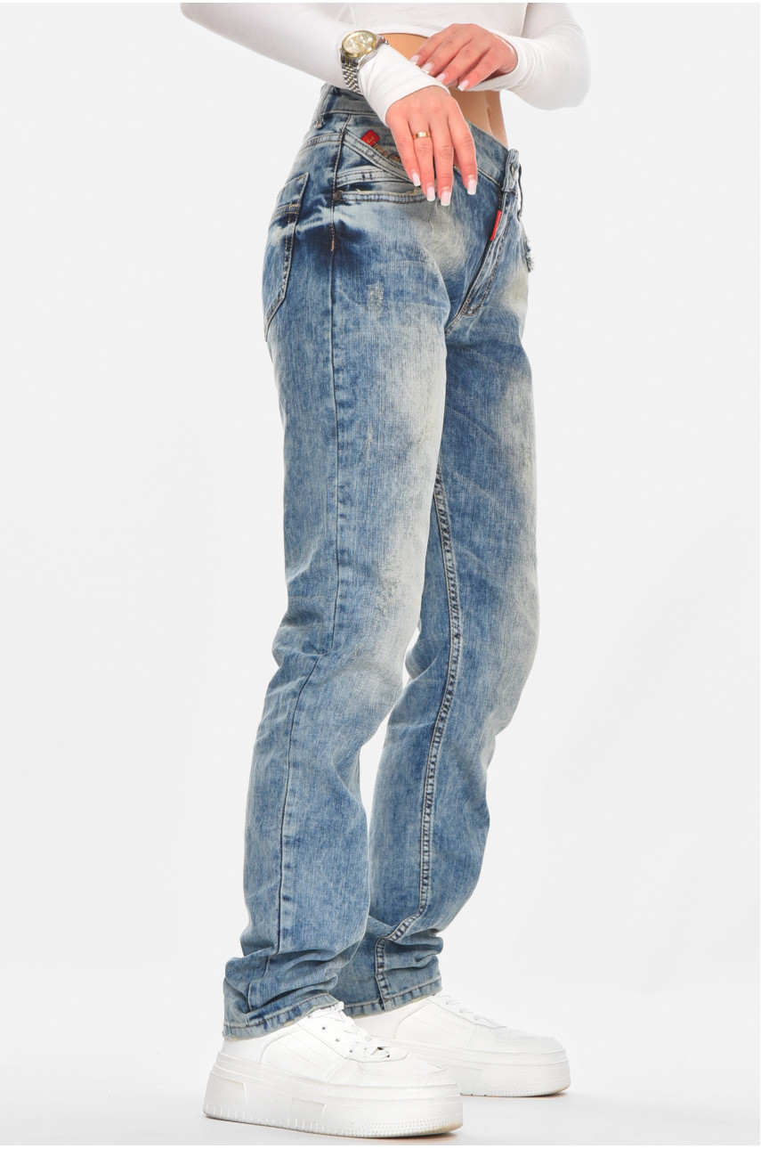 Джинсы женские однотонные синего цвета 3017 210763