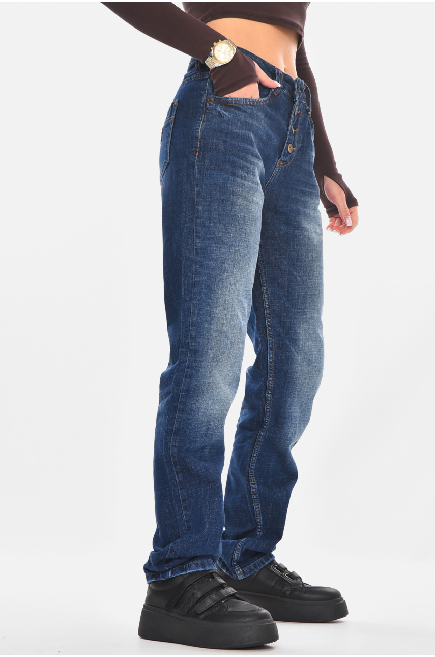 Джинсы женские однотонные синего цвета 840 210765