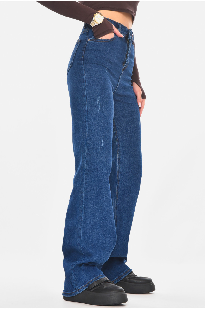 Джинсы женские однотонные синего цвета 1037 210767