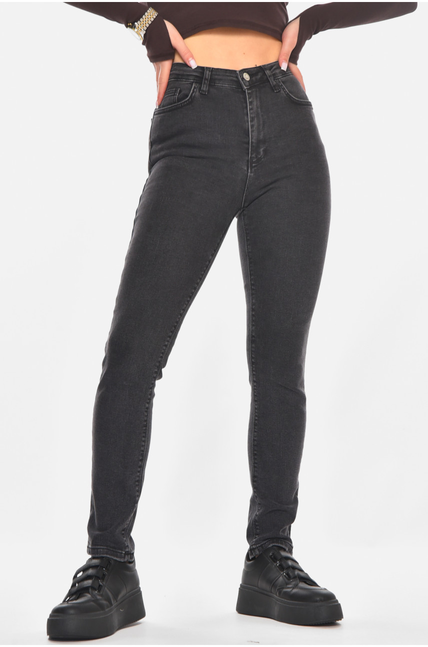 Джинсы женские однотонные тёмно-серого цвета RW-03 210768
