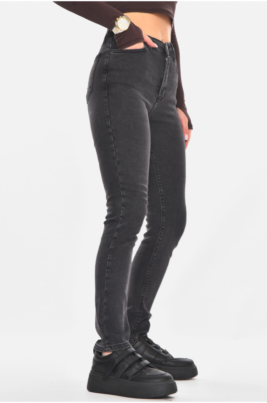 Джинсы женские однотонные тёмно-серого цвета RW-03 210768