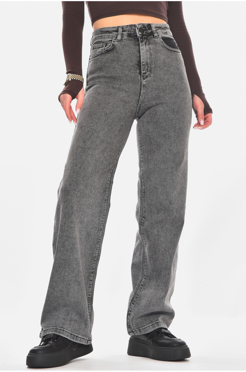 Джинсы женские однотонные серого цвета 1037 210769