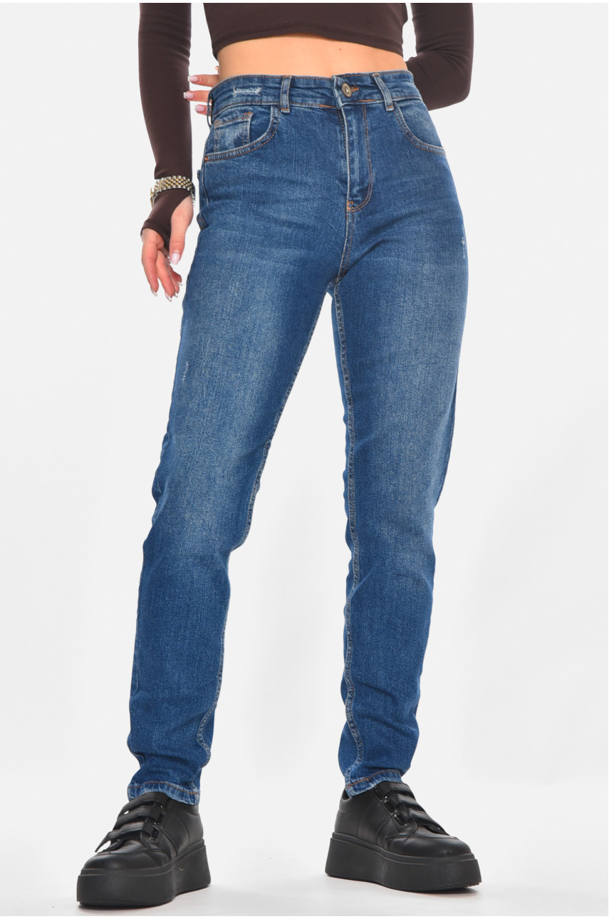 Джинсы женские однотонные синего цвета 1050 210770