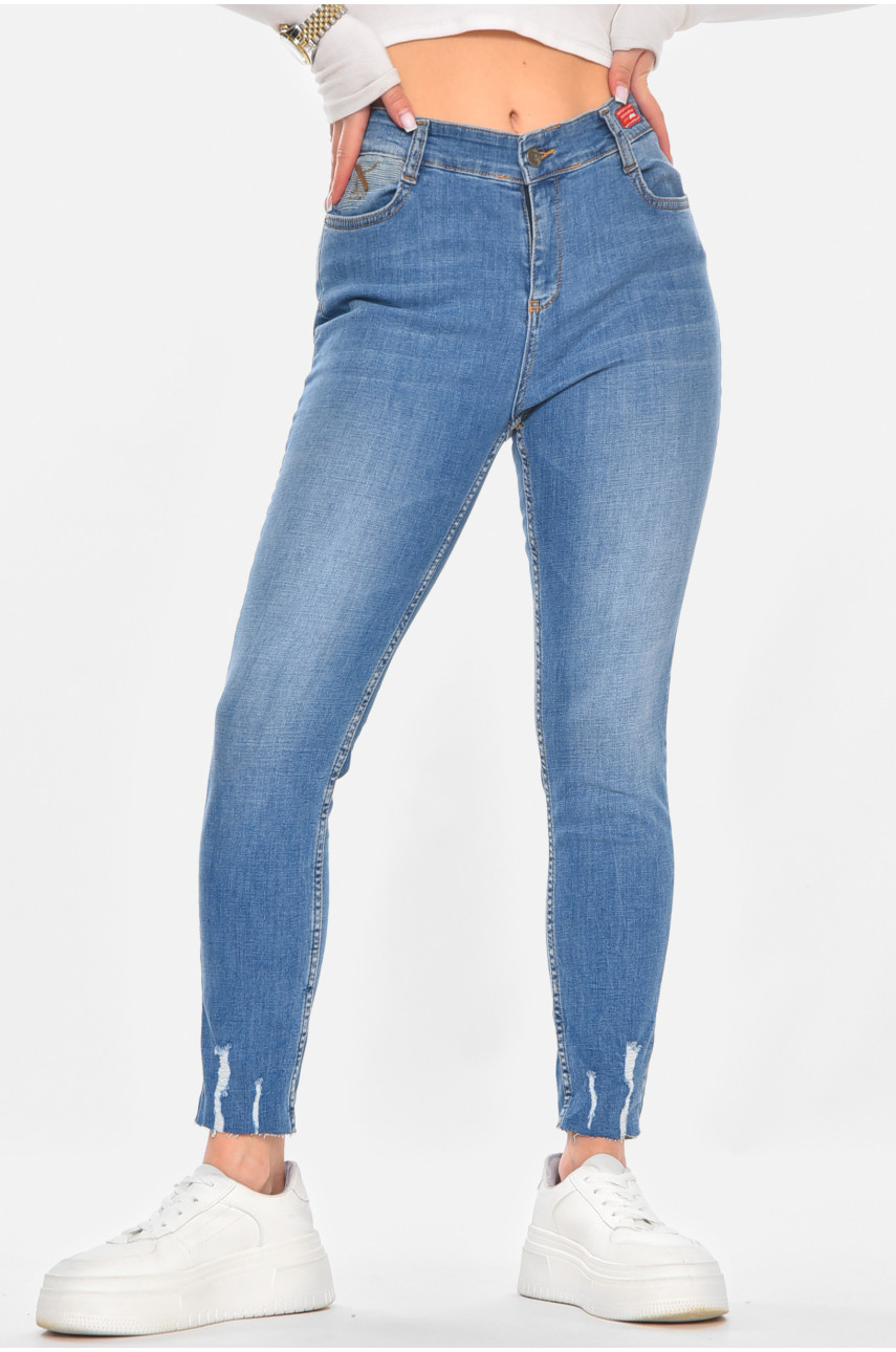 Джинсы женские однотонные синего цвета 1071 210772