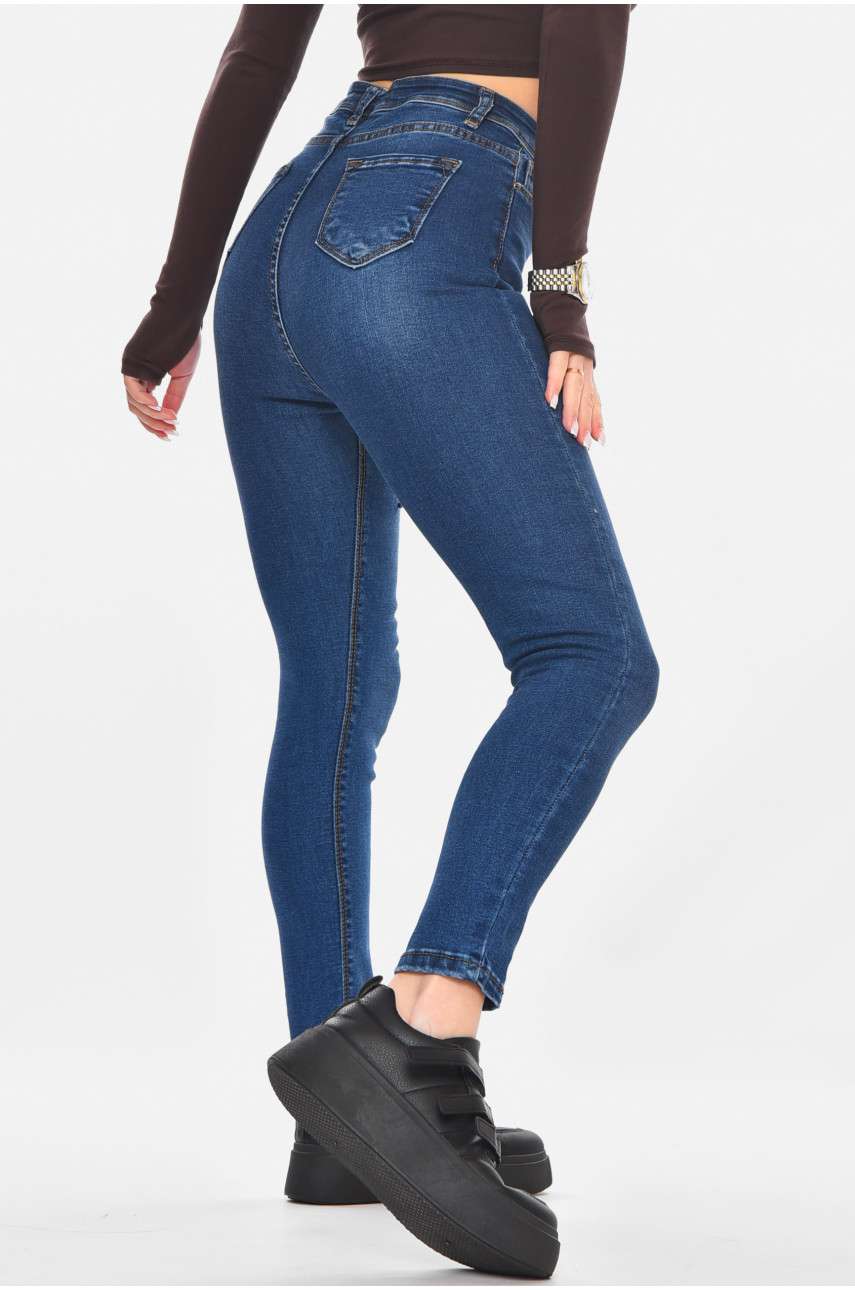Джинсы женские однотонные синего цвета 1602 210775
