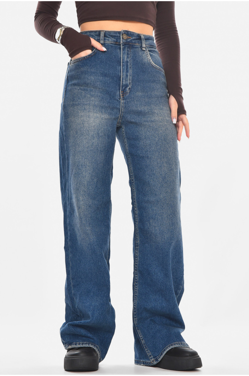 Джинсы женские однотонные синего цвета 1104 210776