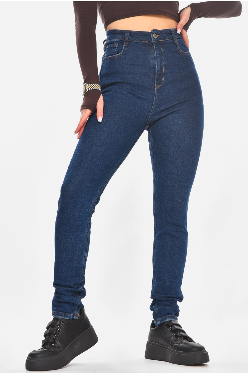 Джинсы женские однотонные темно-синего цвета 0964 210781