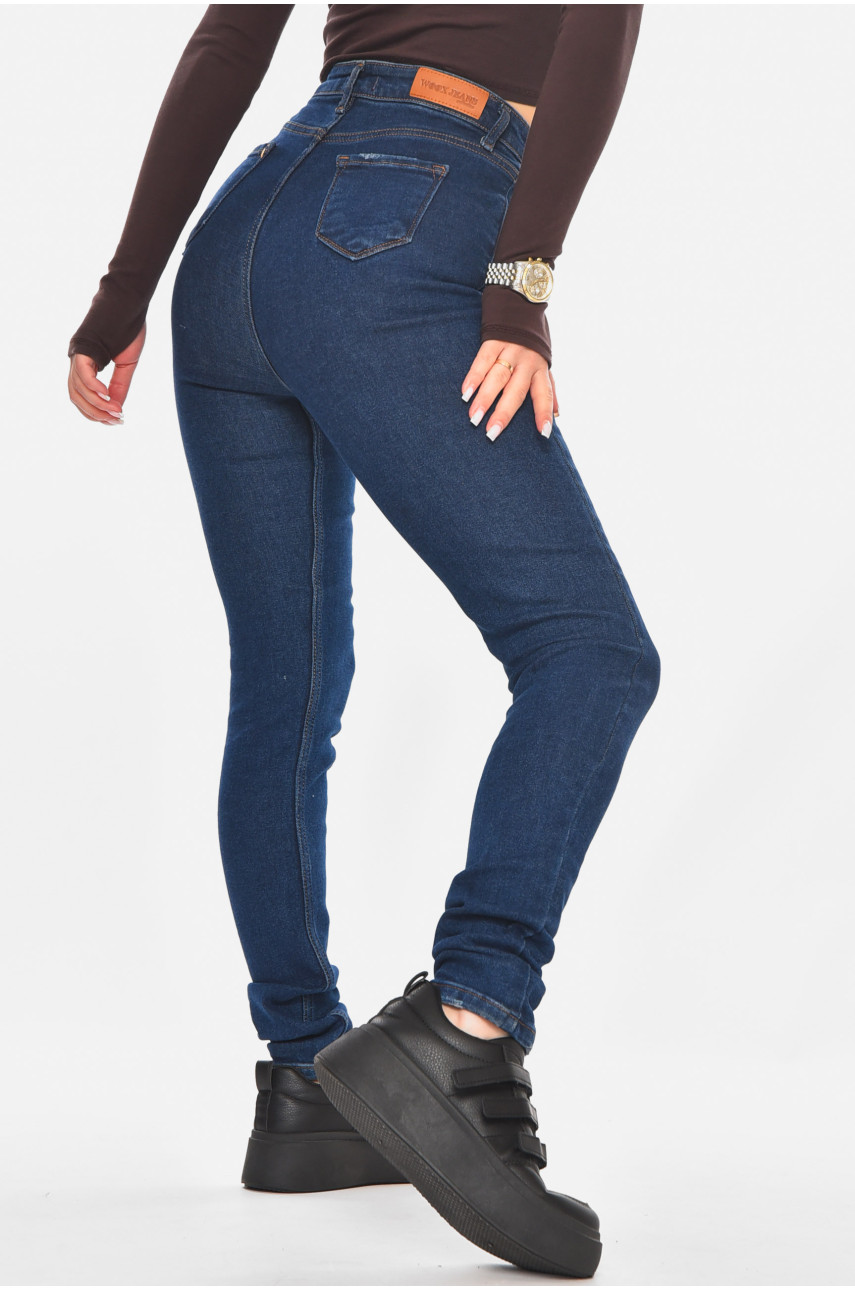 Джинсы женские однотонные темно-синего цвета 0964 210781