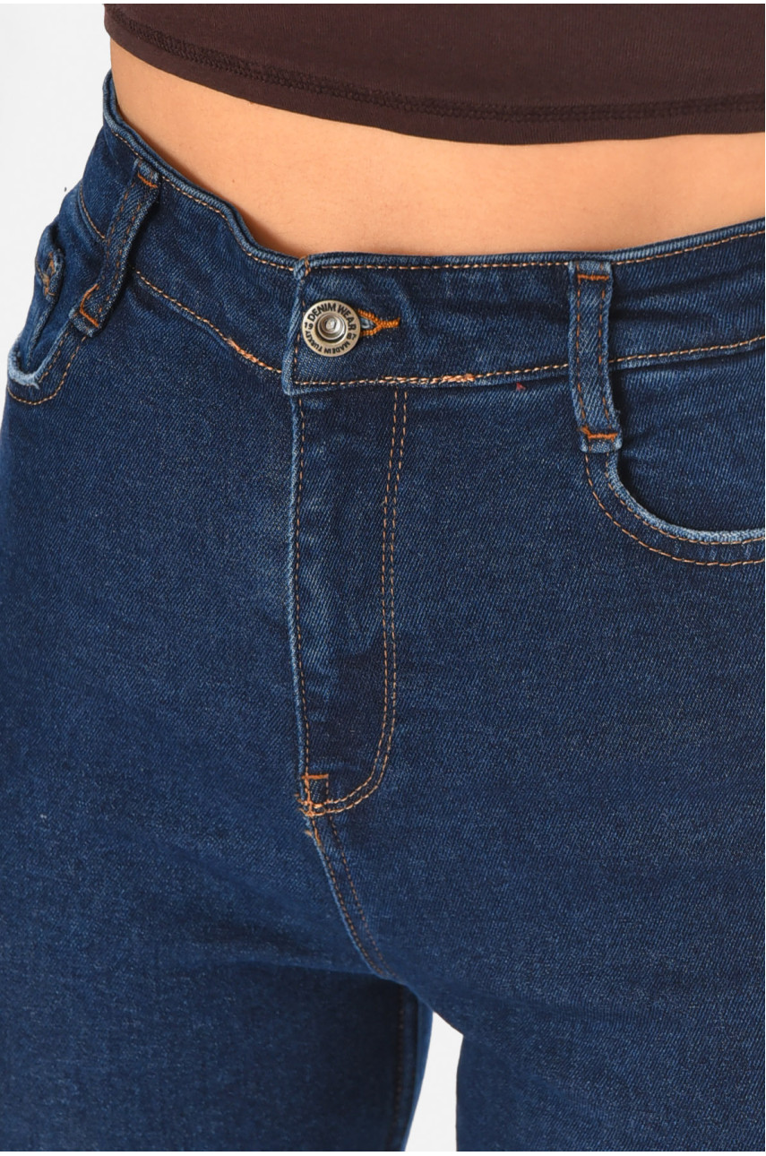 Джинсы женские однотонные темно-синего цвета 0964 210781