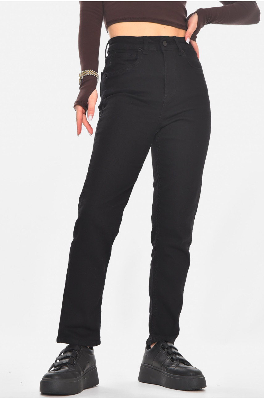 Джинсы женские однотонные черного цвета 00963/3 210783