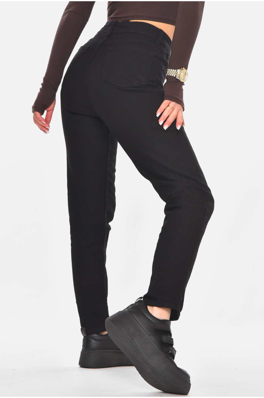 Джинсы женские однотонные черного цвета 00963/3 210783