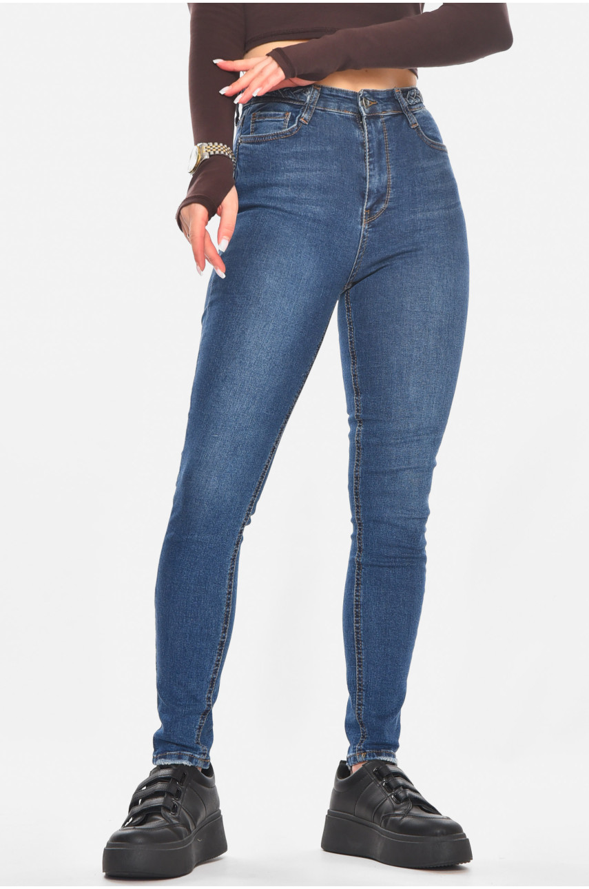 Джинсы женские однотонные синего цвета 0936 210784