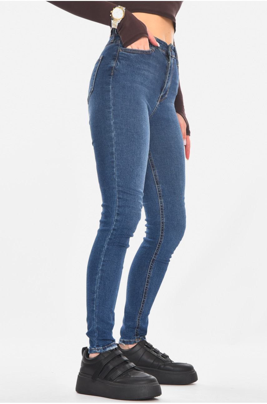 Джинсы женские однотонные синего цвета 0936 210784
