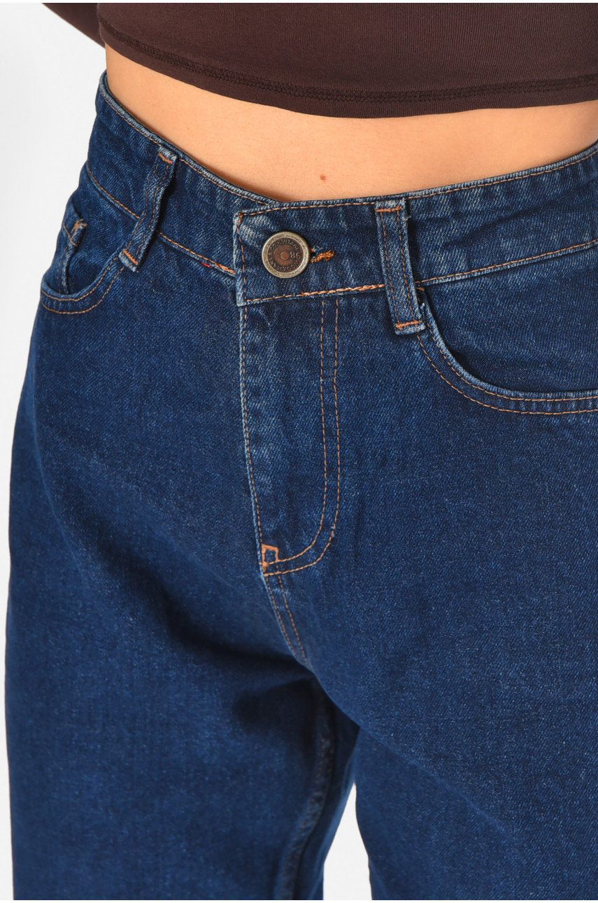 Джинсы женские однотонные тёмно-синего цвета 1906 210788