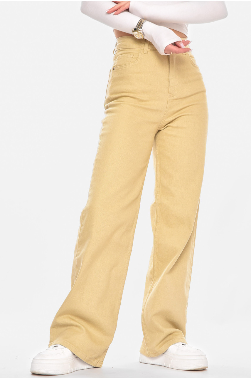 Джинсы женские однотонные бежевого цвета 1037 210790