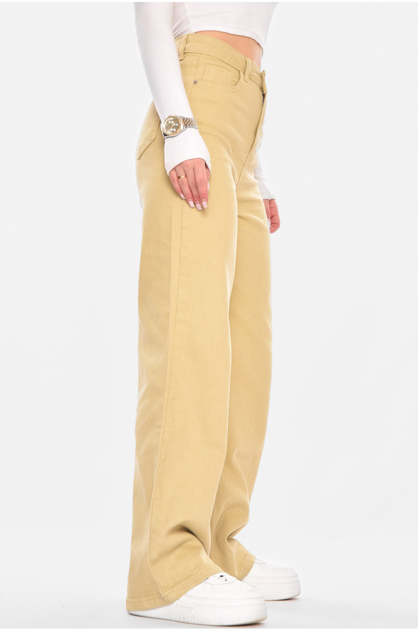 Джинсы женские однотонные бежевого цвета 1037 210790