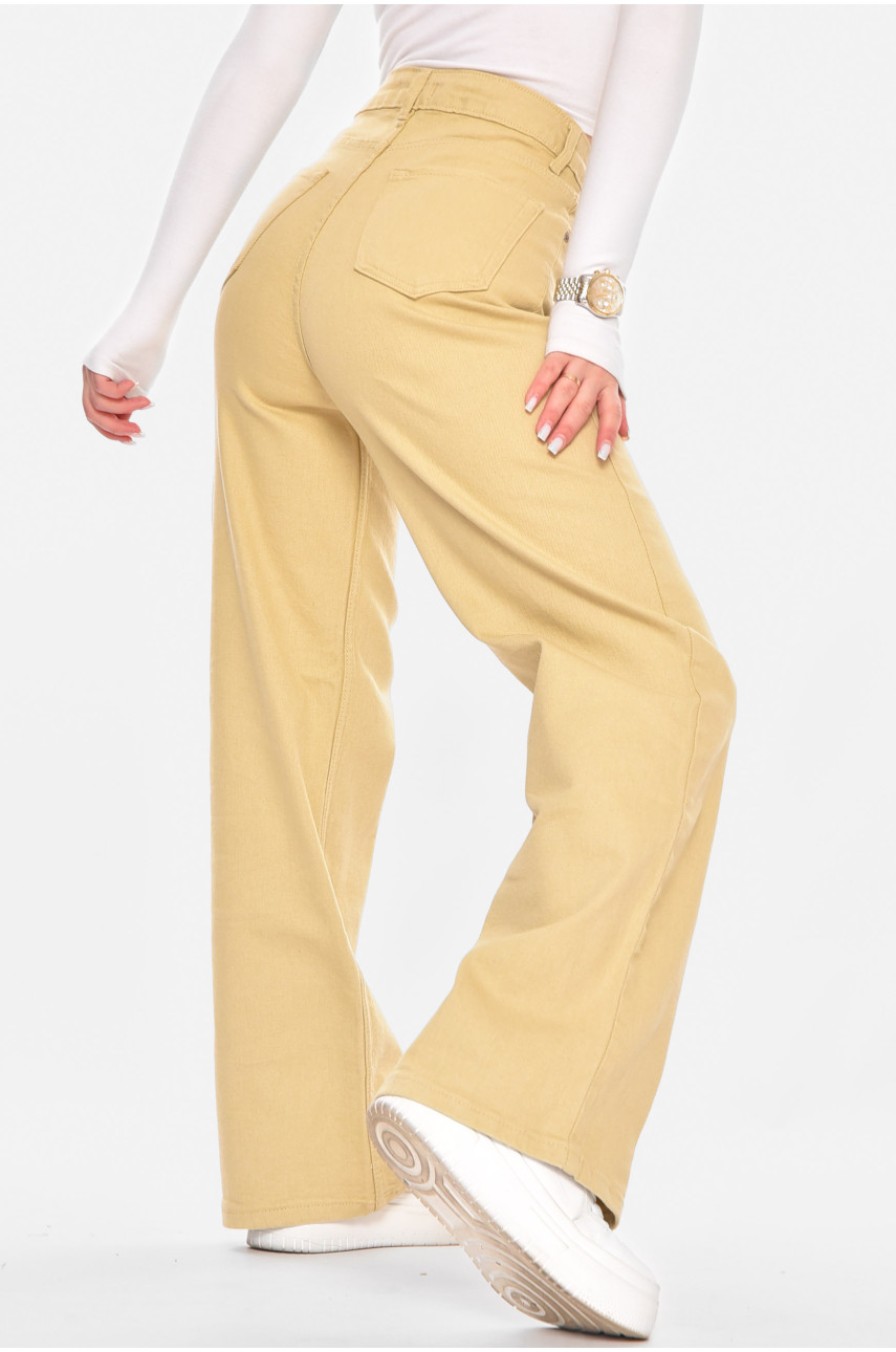 Джинсы женские однотонные бежевого цвета 1037 210790