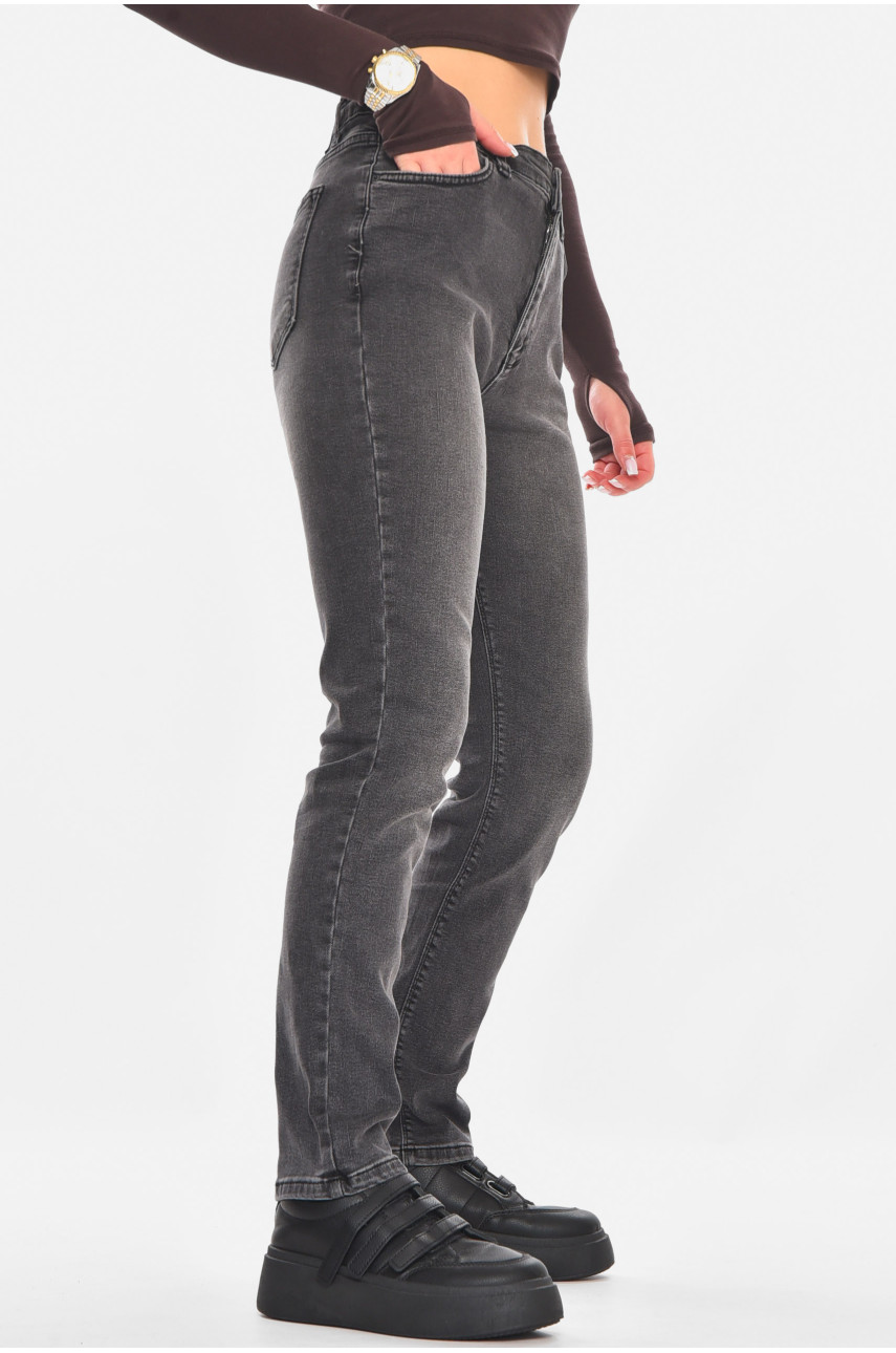 Джинсы женские однотонные тёмно-серого цвета RW-102-1 210791