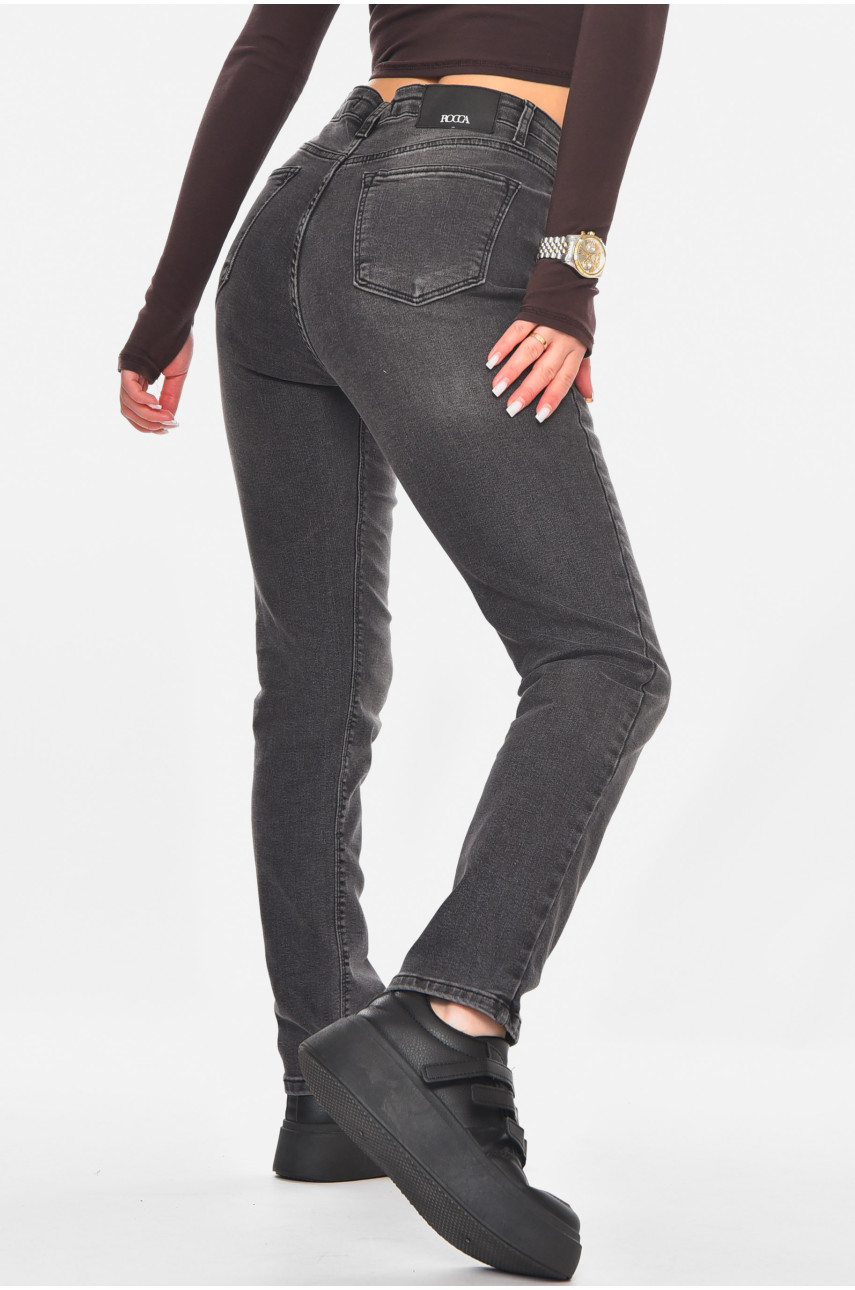Джинсы женские однотонные тёмно-серого цвета RW-102-1 210791