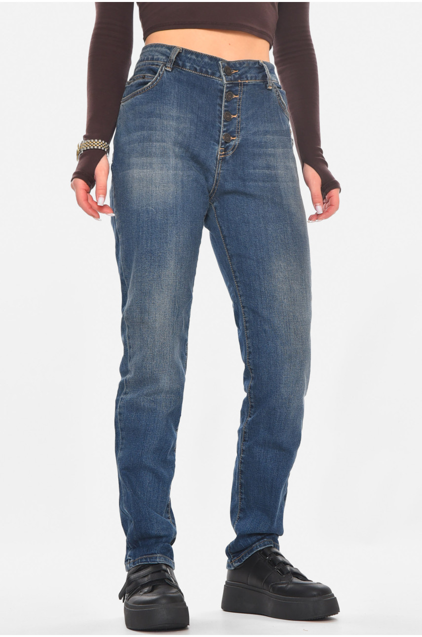 Джинсы женские однотонные тёмно-синего цвета 305 210794
