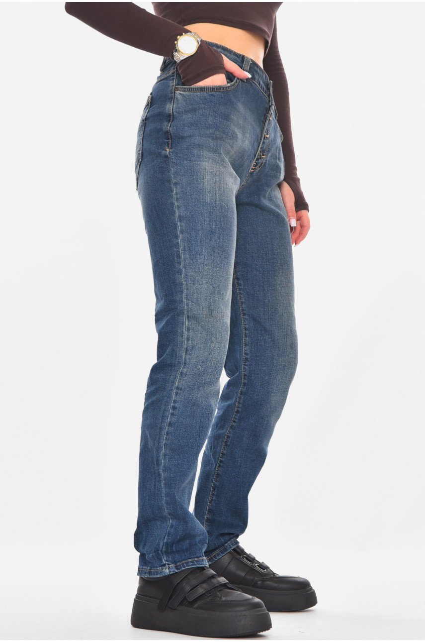 Джинсы женские однотонные тёмно-синего цвета 305 210794