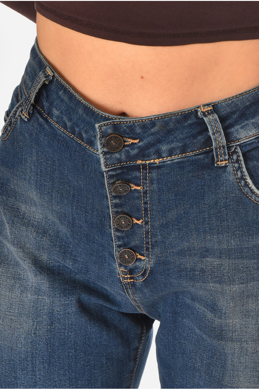 Джинсы женские однотонные тёмно-синего цвета 305 210794