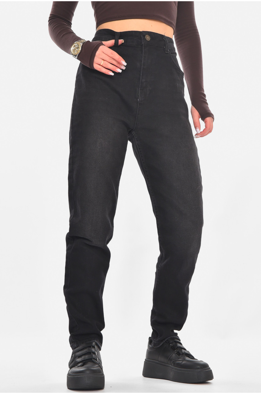 Джинсы женские однотонные черного цвета 3021 210795