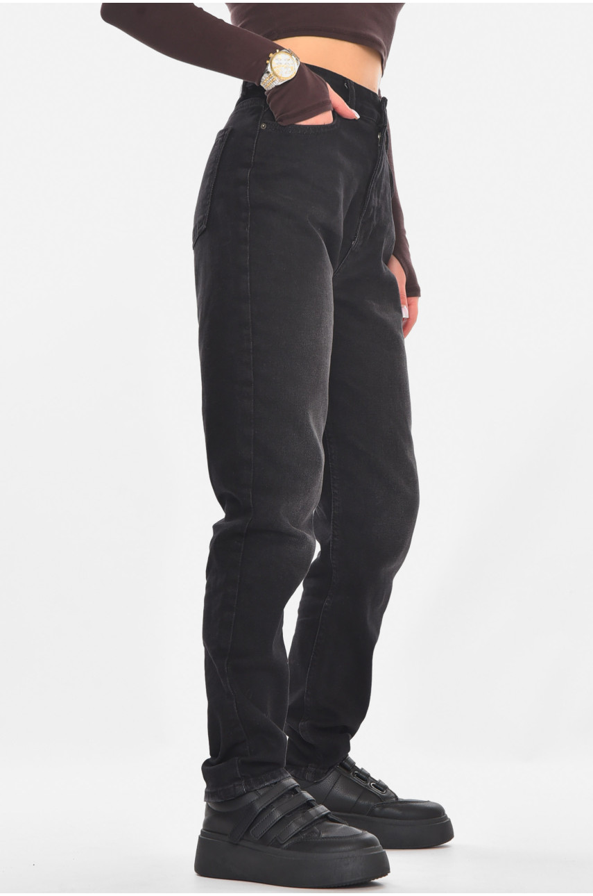 Джинсы женские однотонные черного цвета 3021 210795